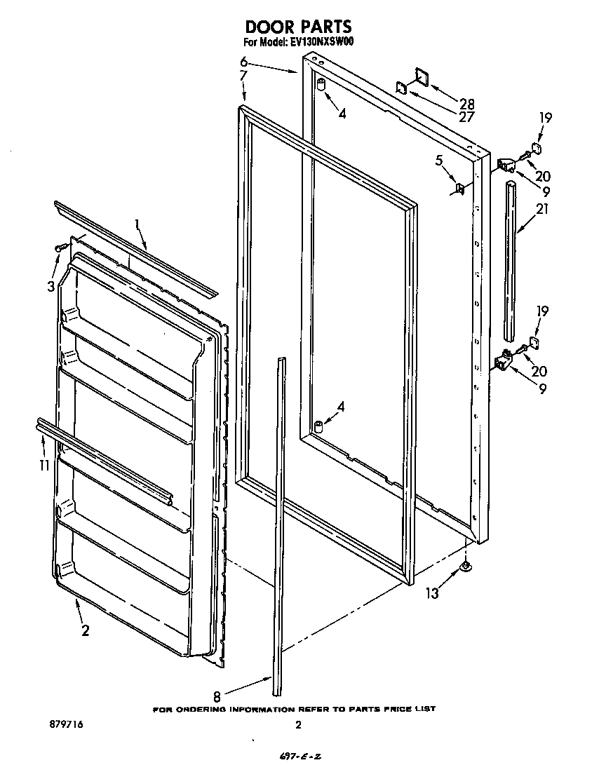 Whirlpool EV130NXSW00 door diagram