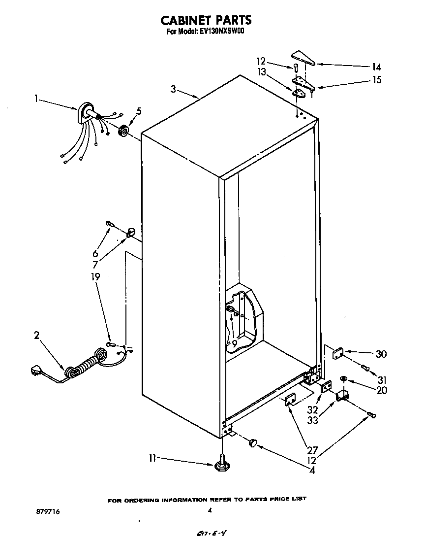 Whirlpool EV130NXSW00 cabinet diagram