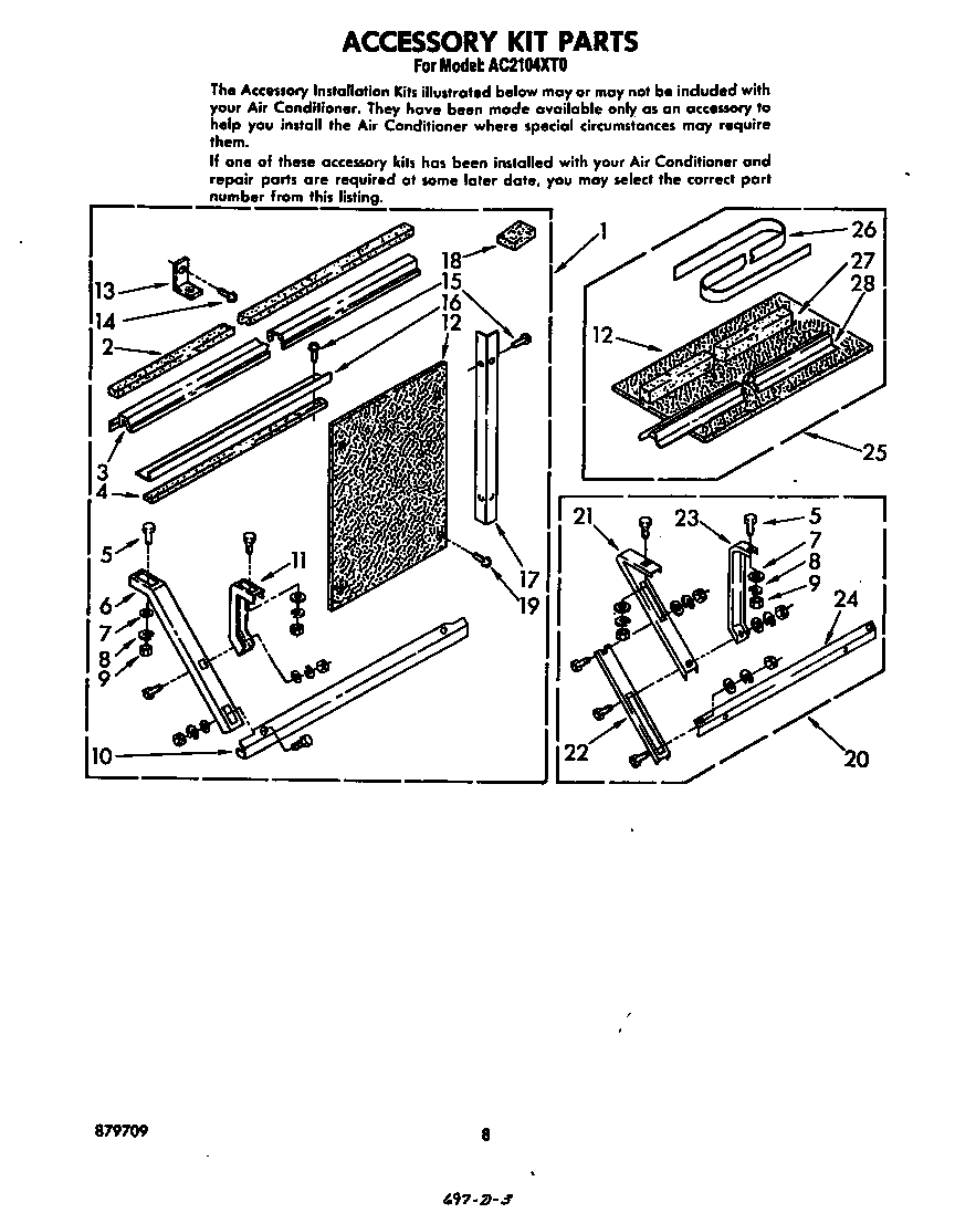 Whirlpool AC2104XT0 accessory kit diagram