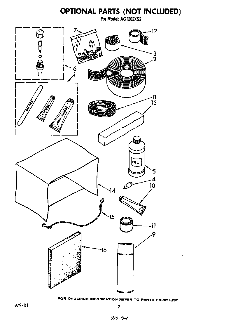 Whirlpool AC1202XS2 lit/optional diagram