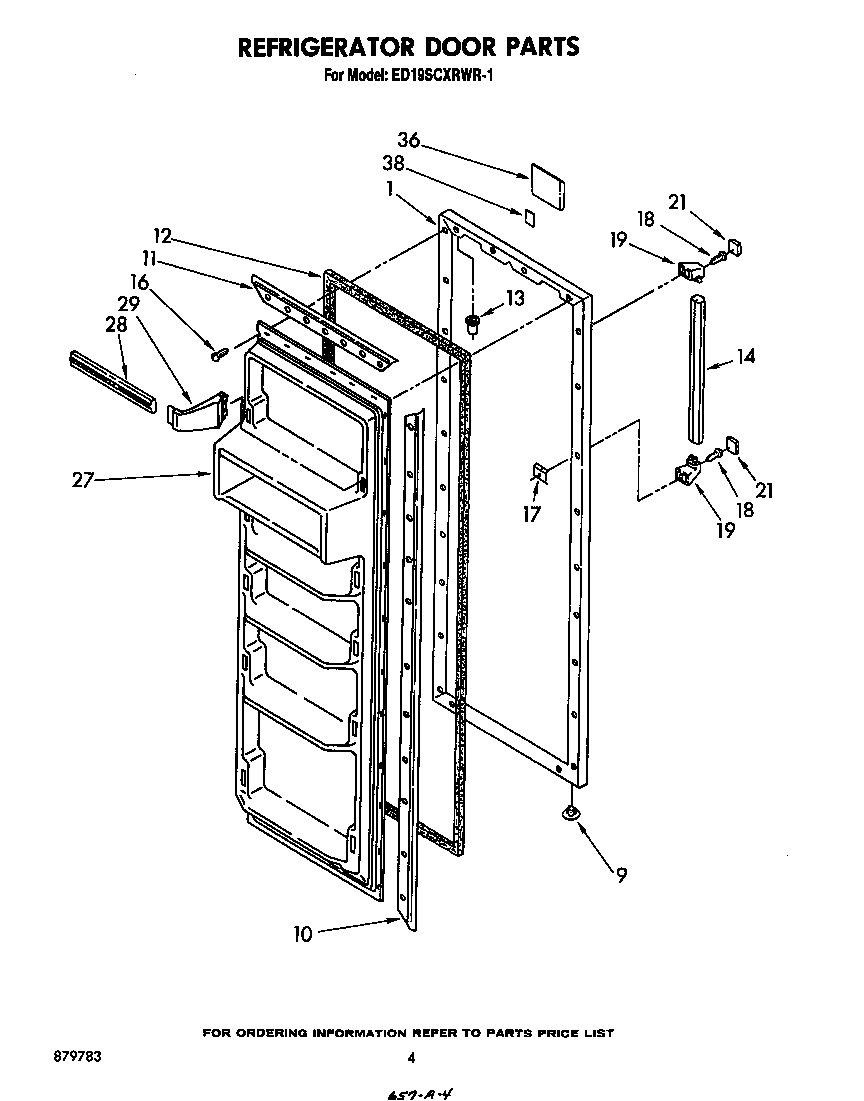 Whirlpool ED19SCXRWR1 refrigerator door diagram
