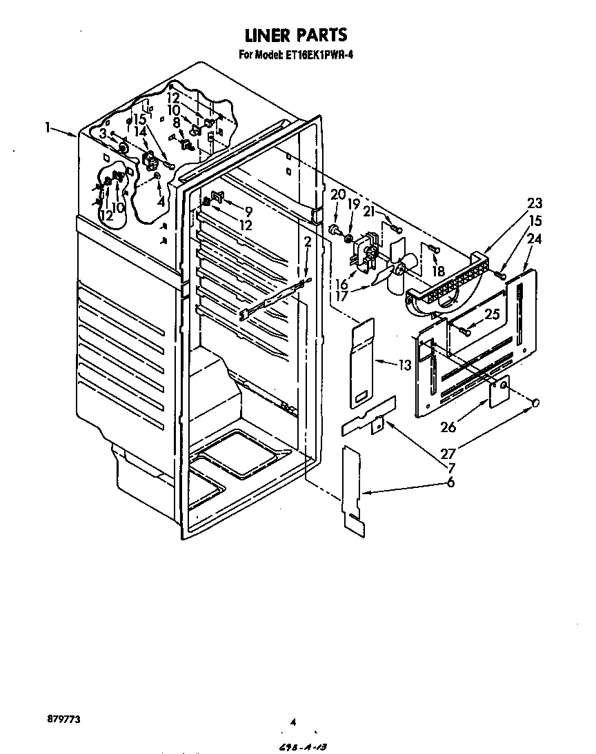 Whirlpool ET16EK1PWR4 liner diagram