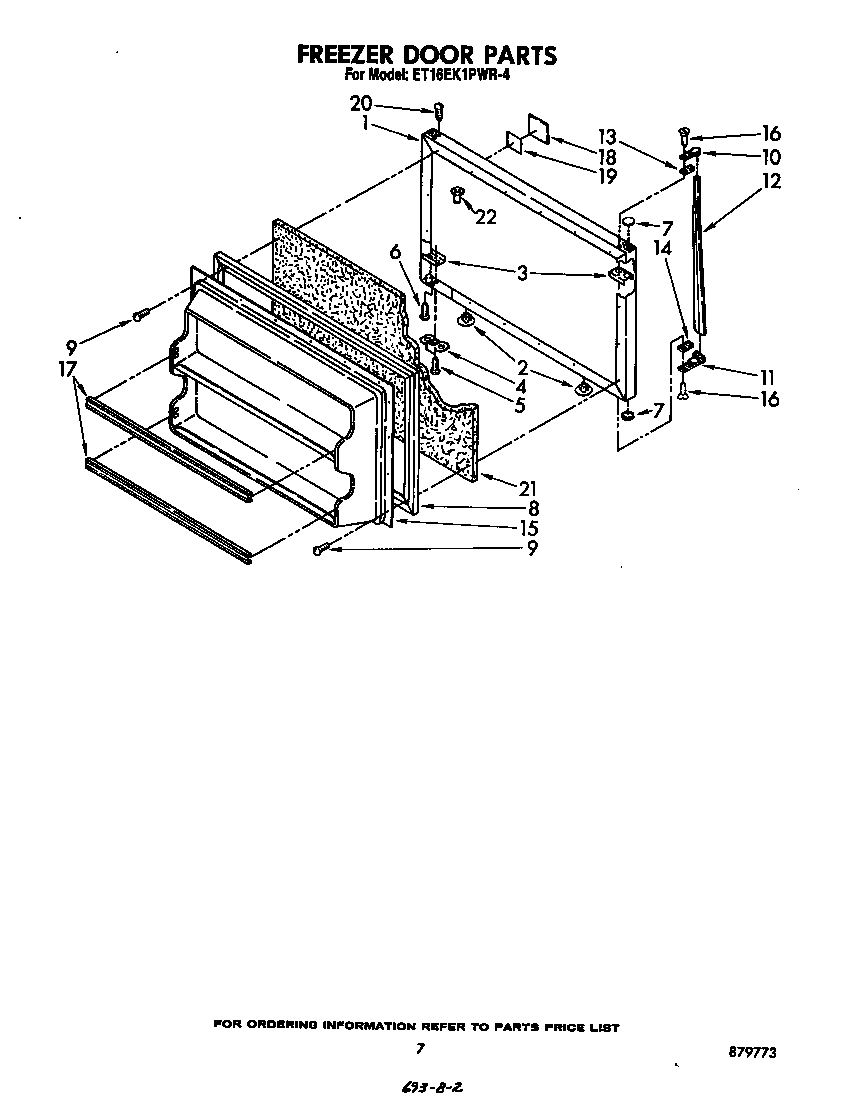 Whirlpool ET16EK1PWR4 freezer door diagram