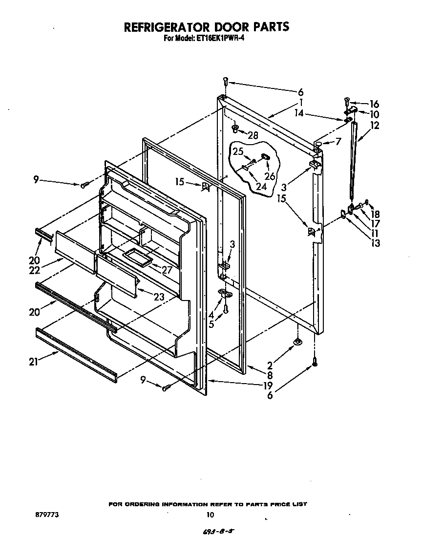 Whirlpool ET16EK1PWR4 refrigerator door diagram