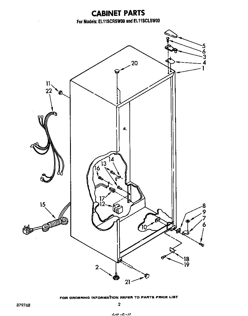 Whirlpool EL11SCLSW00 cabinet diagram