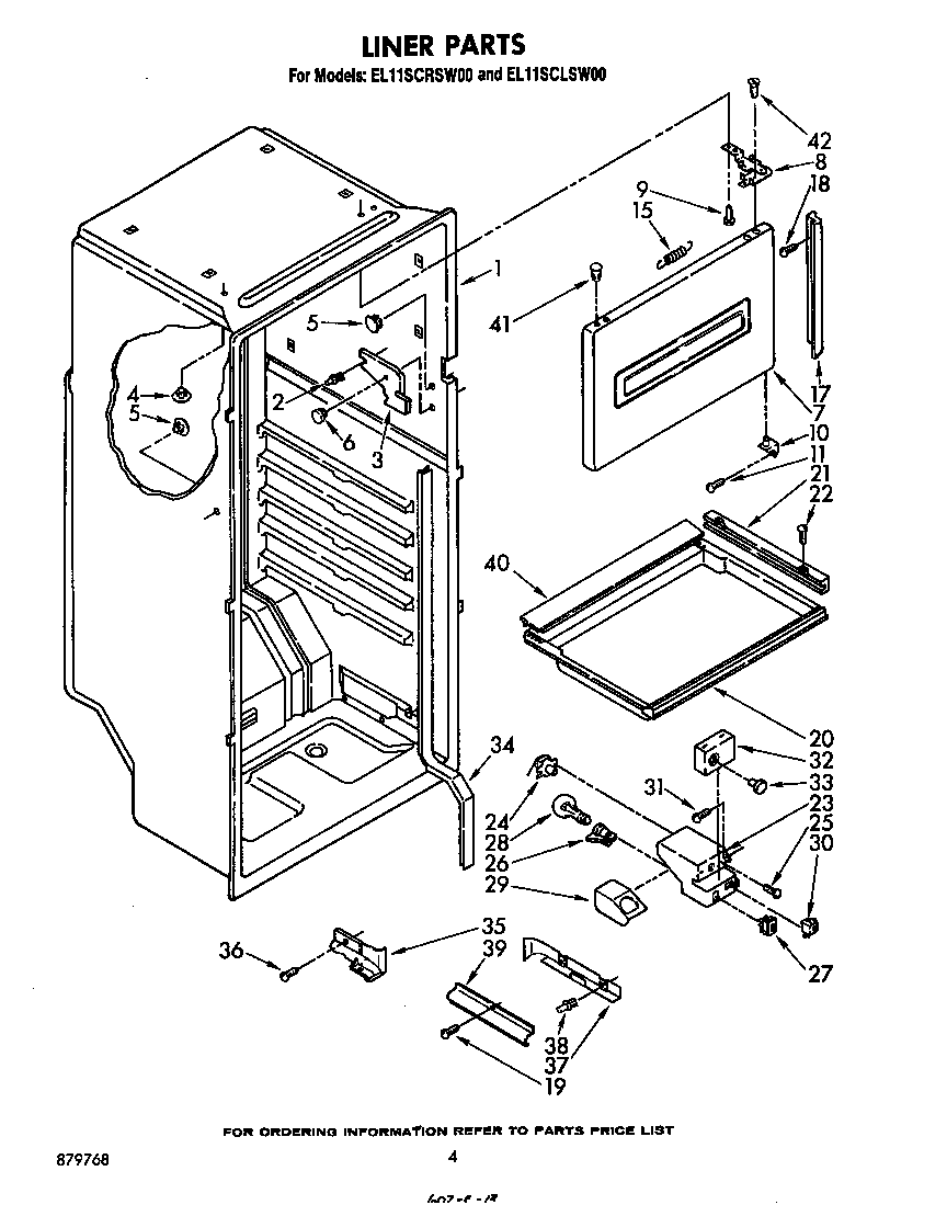 Whirlpool EL11SCLSW00 liner diagram