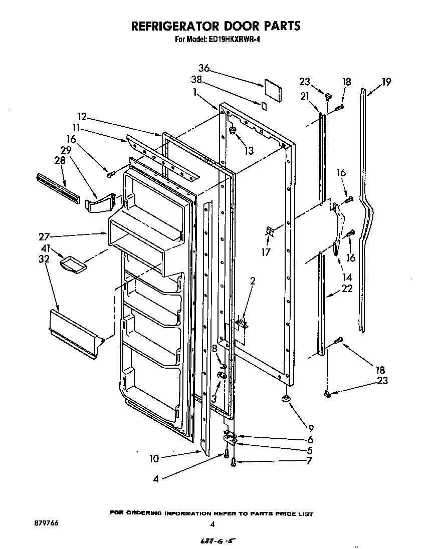 Whirlpool ED19HKXRWR4 refrigerator door diagram