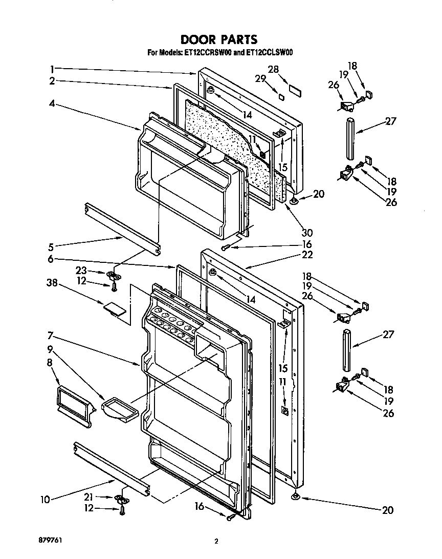 Whirlpool ET12CCRSW00 door diagram