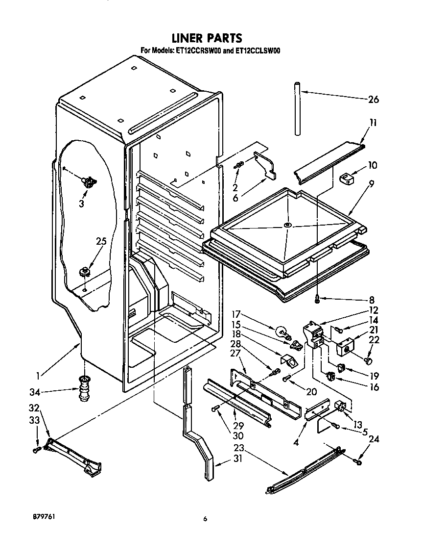 Whirlpool ET12CCRSW00 liner diagram