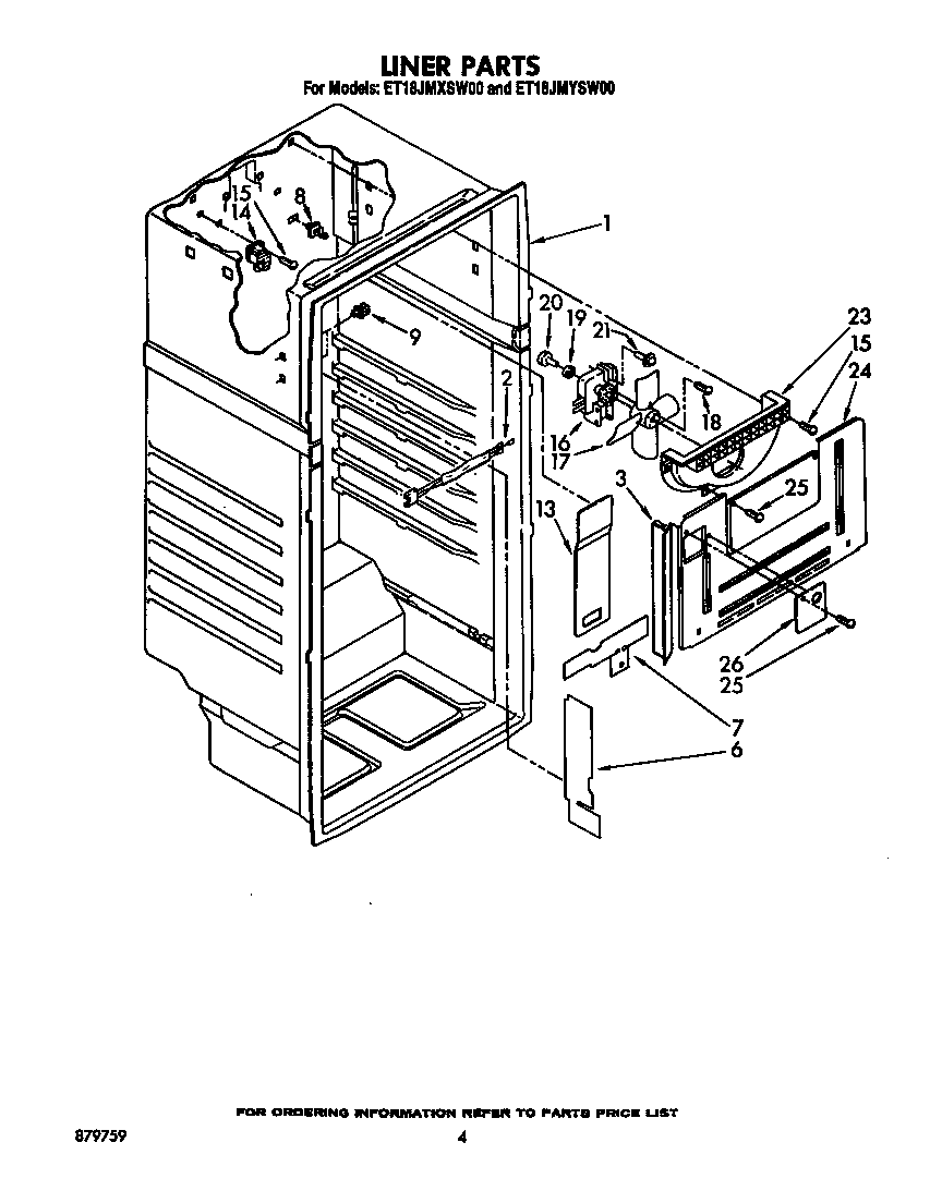 Whirlpool ET18JMXSW00 liner diagram