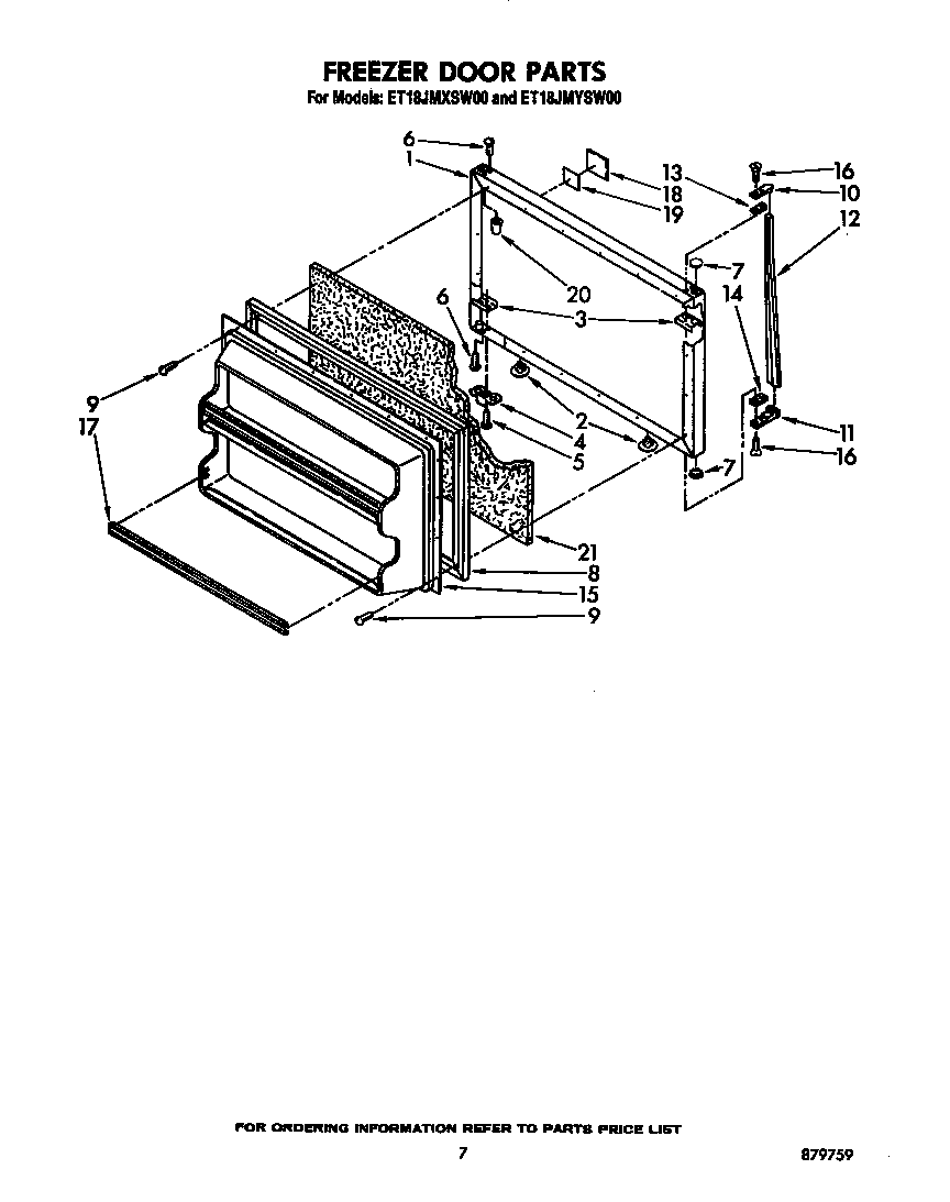 Whirlpool ET18JMXSW00 freezer door diagram