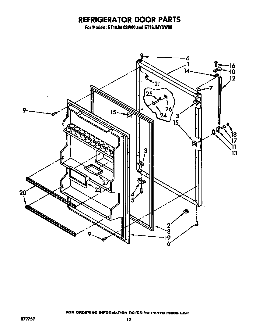 Whirlpool ET18JMXSW00 refrigerator door diagram