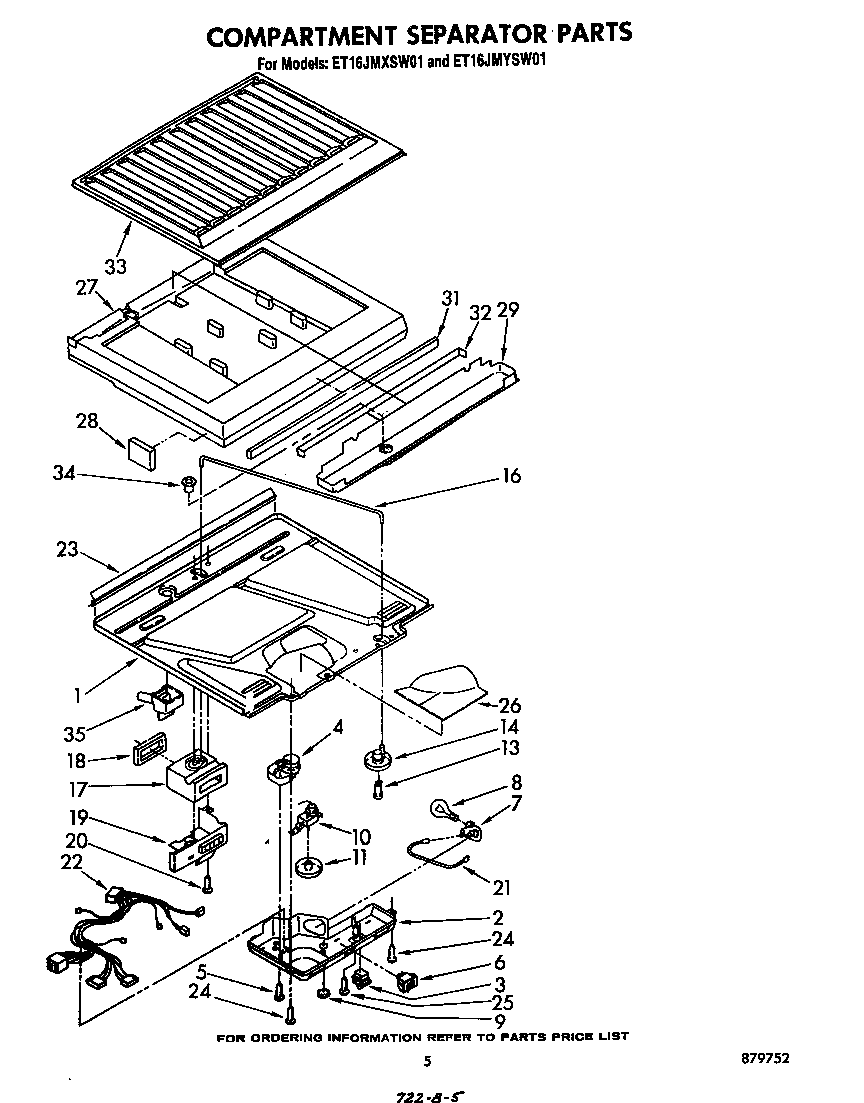 Whirlpool ET16JMXSW01 compartment separator diagram