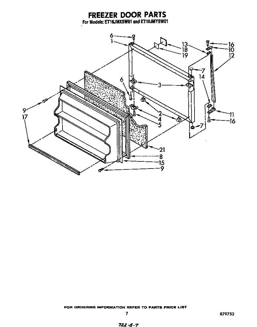 Whirlpool ET16JMXSW01 freezer door diagram