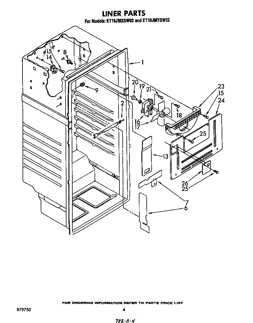 Whirlpool ET18JMXSW02 liner diagram