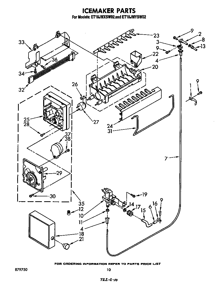 Whirlpool ET18JMXSW02 icemaker diagram