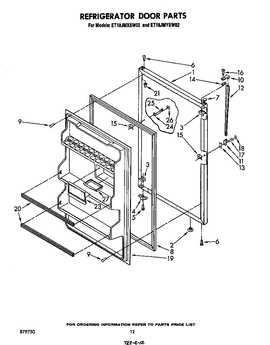 Whirlpool ET18JMXSW02 refrigerator door diagram