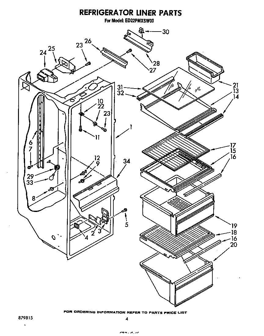 Whirlpool ED22PMXSW00 refrigerator liner diagram