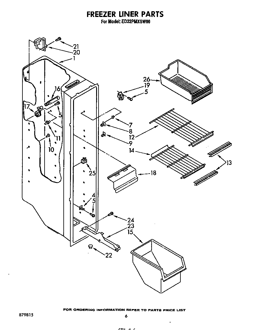 Whirlpool ED22PMXSW00 freezer liner diagram