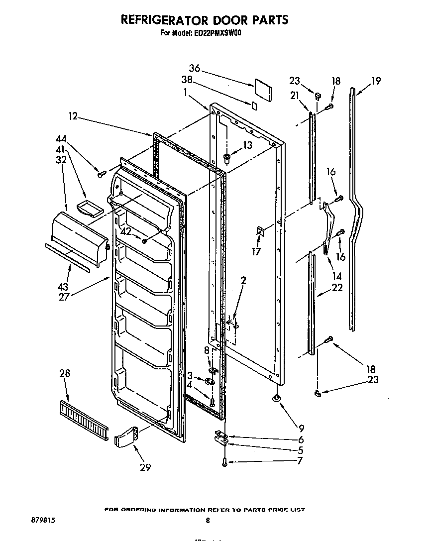 Whirlpool ED22PMXSW00 refrigerator door diagram
