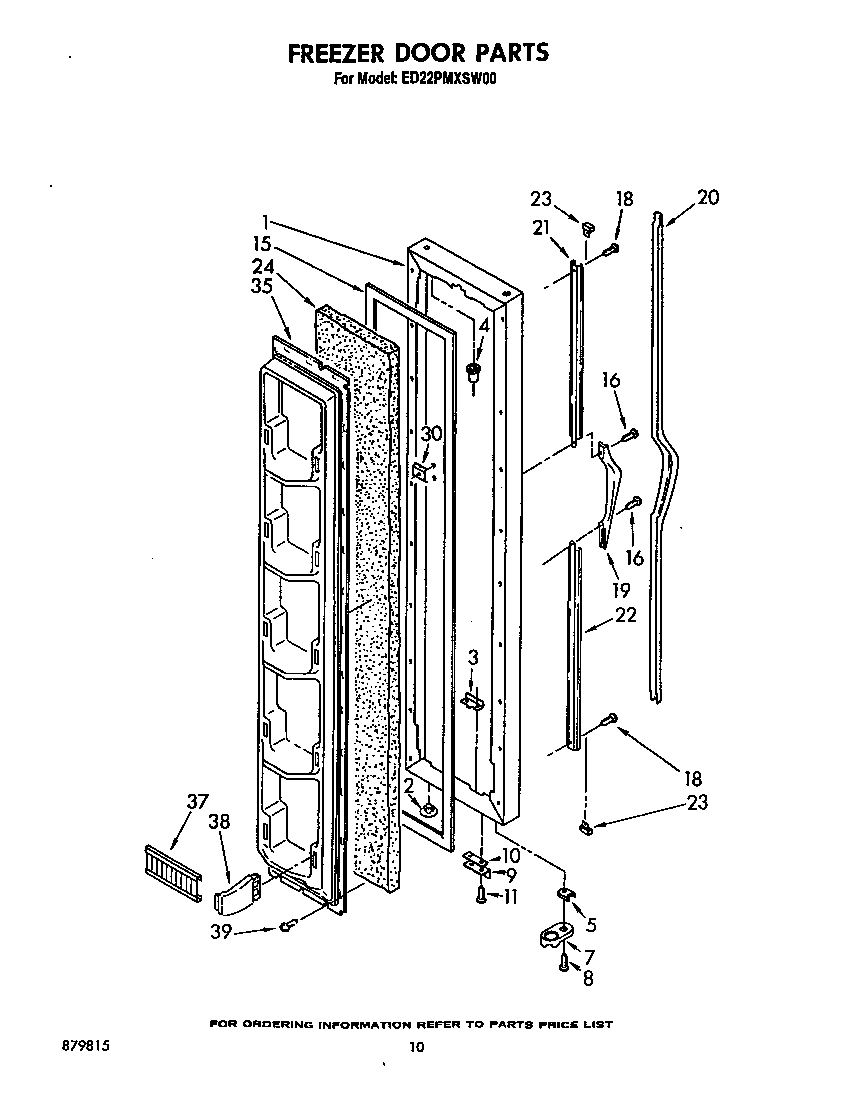 Whirlpool ED22PMXSW00 freezer door diagram