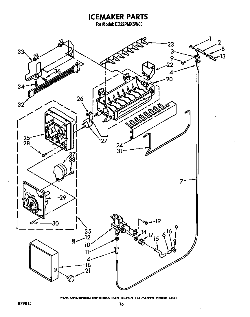 Whirlpool ED22PMXSW00 ice maker diagram