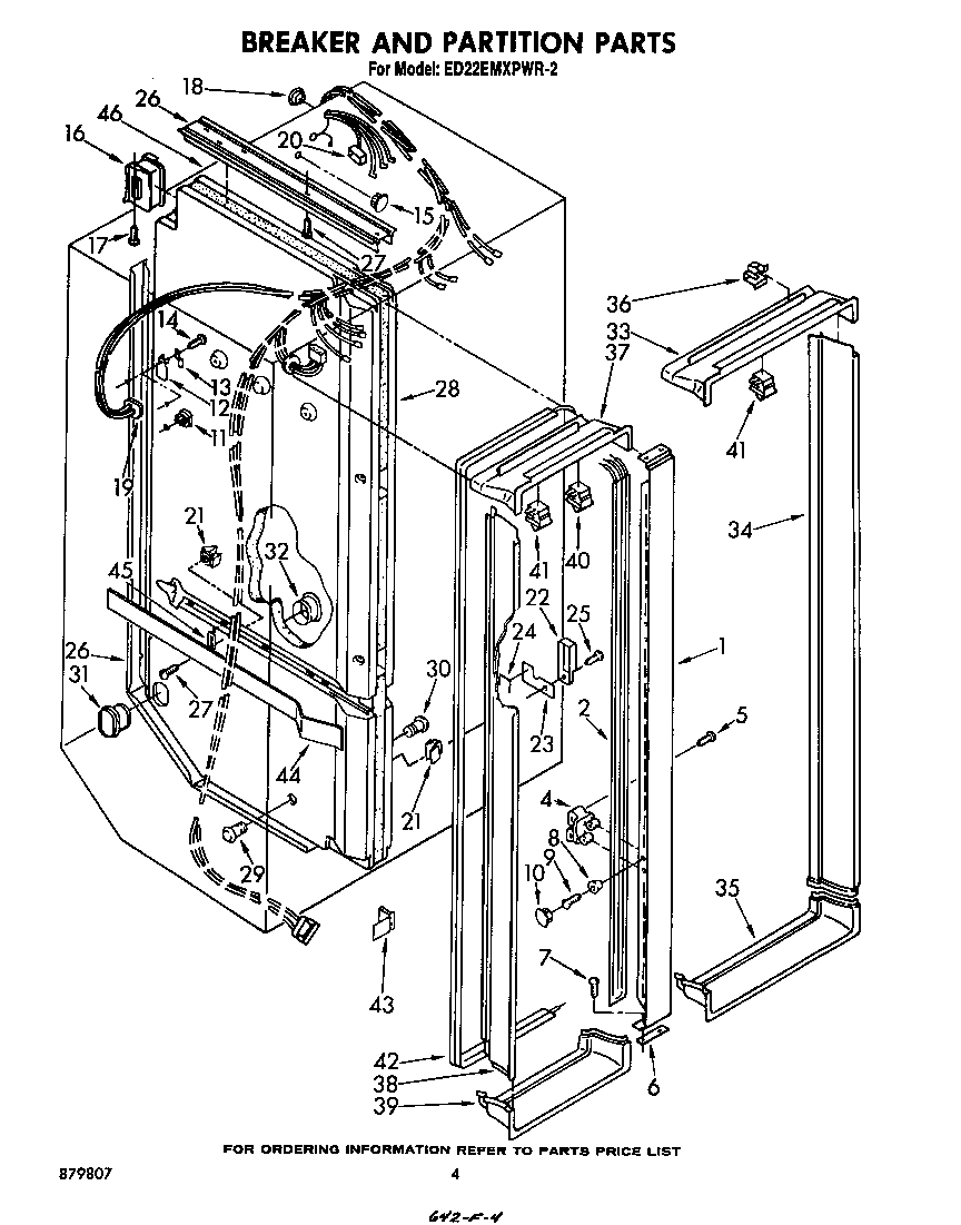 Whirlpool ED22EMXPWR2 breaker and partition diagram