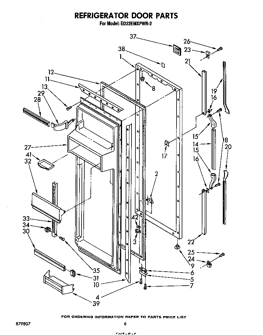 Whirlpool ED22EMXPWR2 refrigerator door diagram