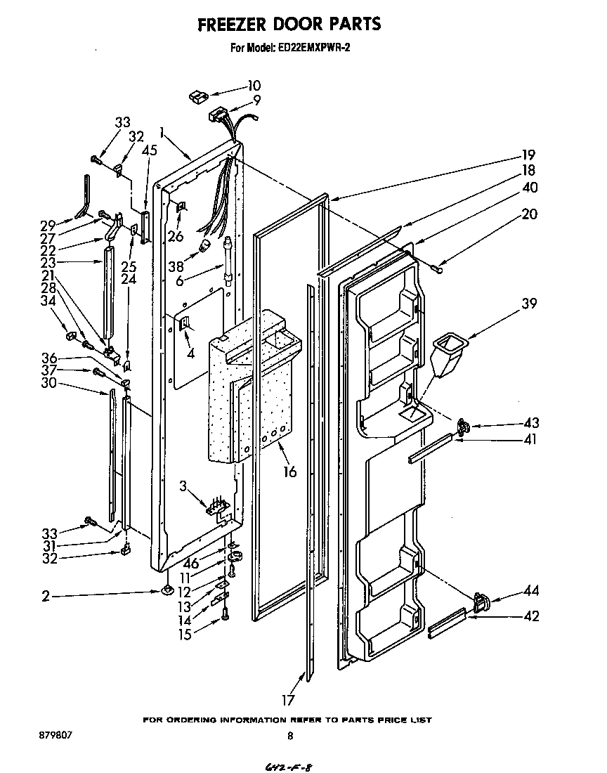 Whirlpool ED22EMXPWR2 freezer door diagram