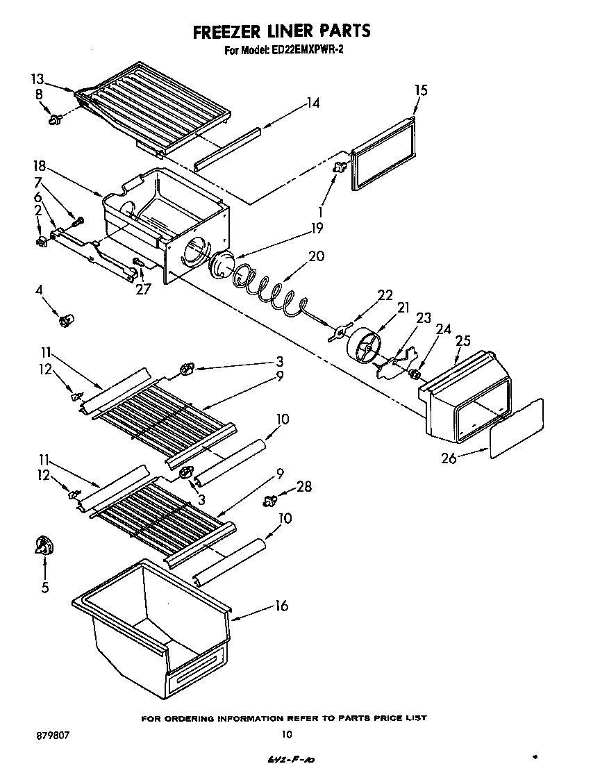 Whirlpool ED22EMXPWR2 freezer liner diagram
