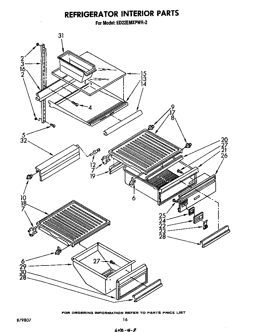 Whirlpool ED22EMXPWR2 refrigerator interior diagram