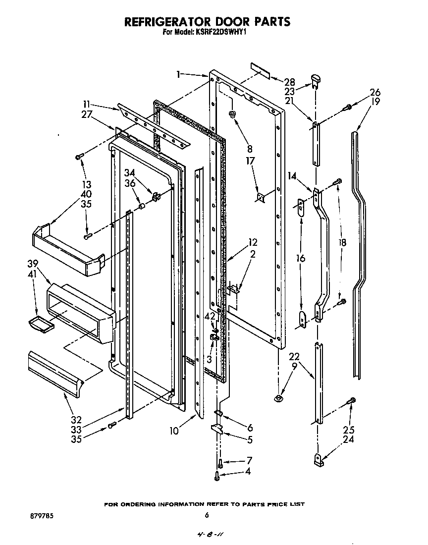 KitchenAid KSRF22DSWHY1 refrigerator door diagram