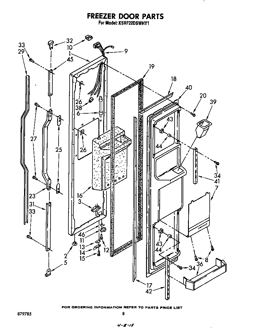 KitchenAid KSRF22DSWHY1 freezer door diagram