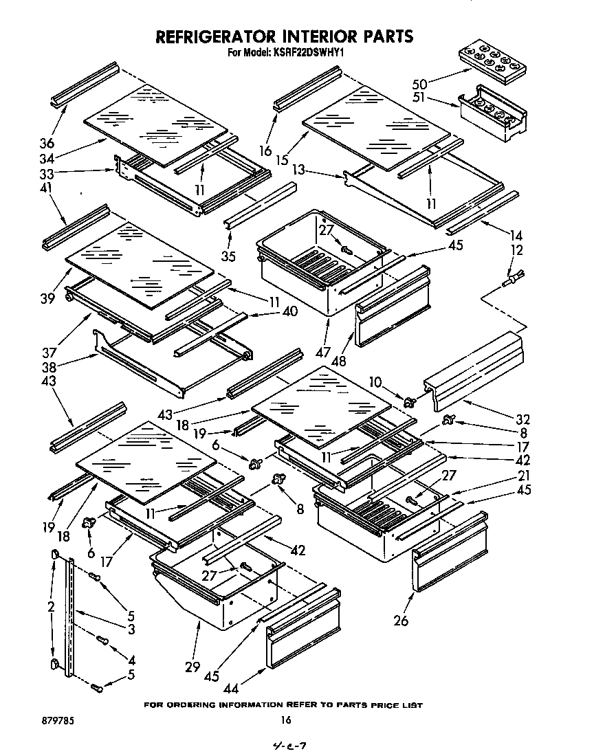 KitchenAid KSRF22DSWHY1 refrigerator interior diagram