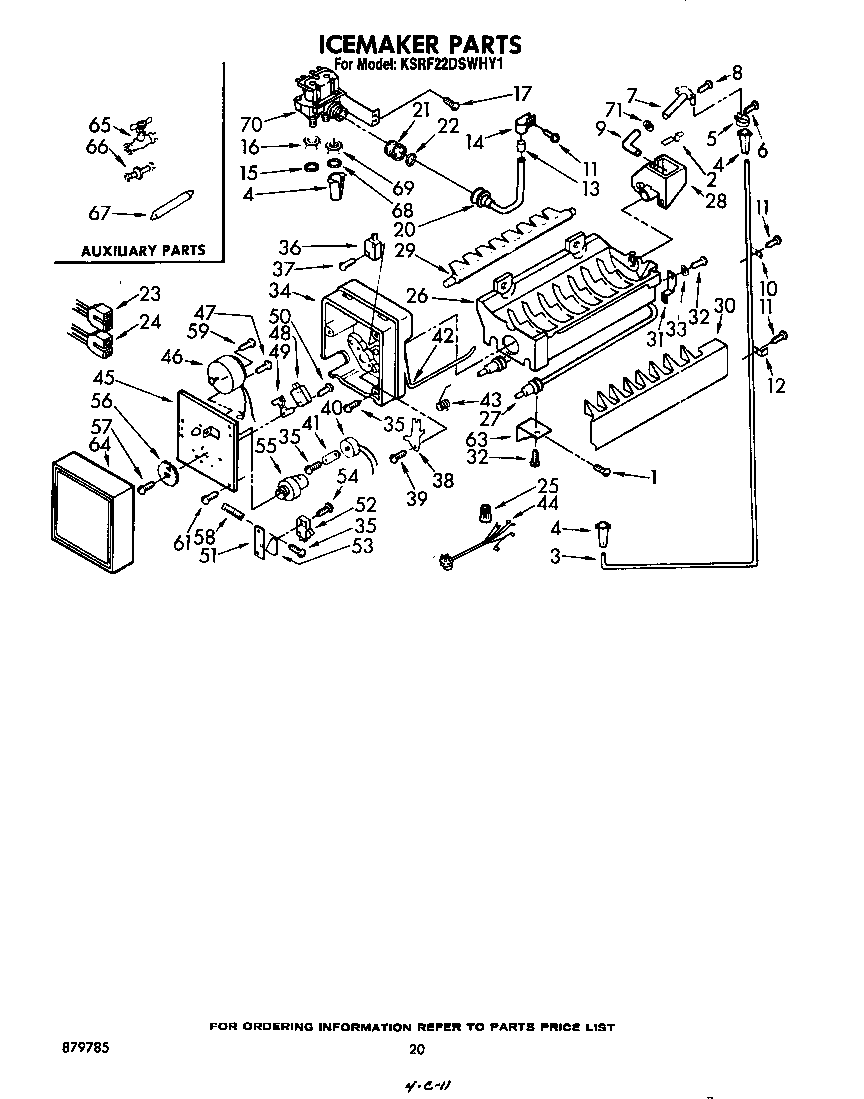 KitchenAid KSRF22DSWHY1 ice maker diagram