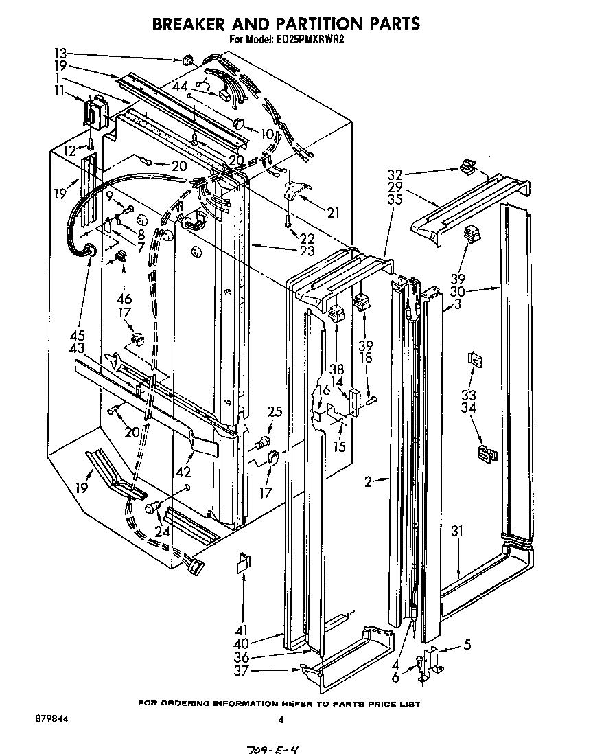 Whirlpool ED25PMXRWR2 breaker and partition diagram