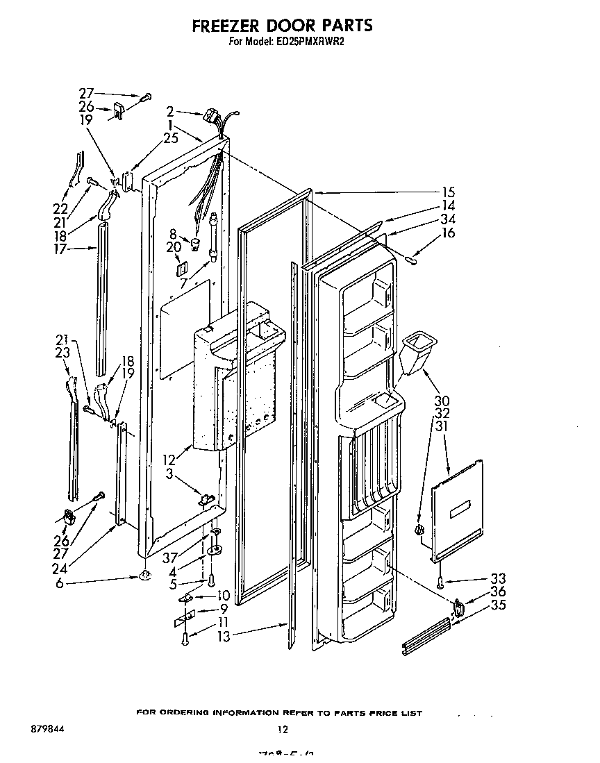 Whirlpool ED25PMXRWR2 freezer door diagram