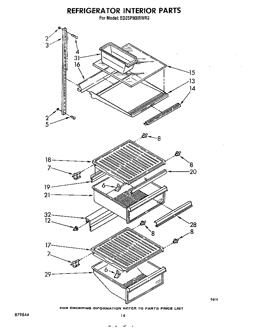Whirlpool ED25PMXRWR2 refrigerator interior diagram