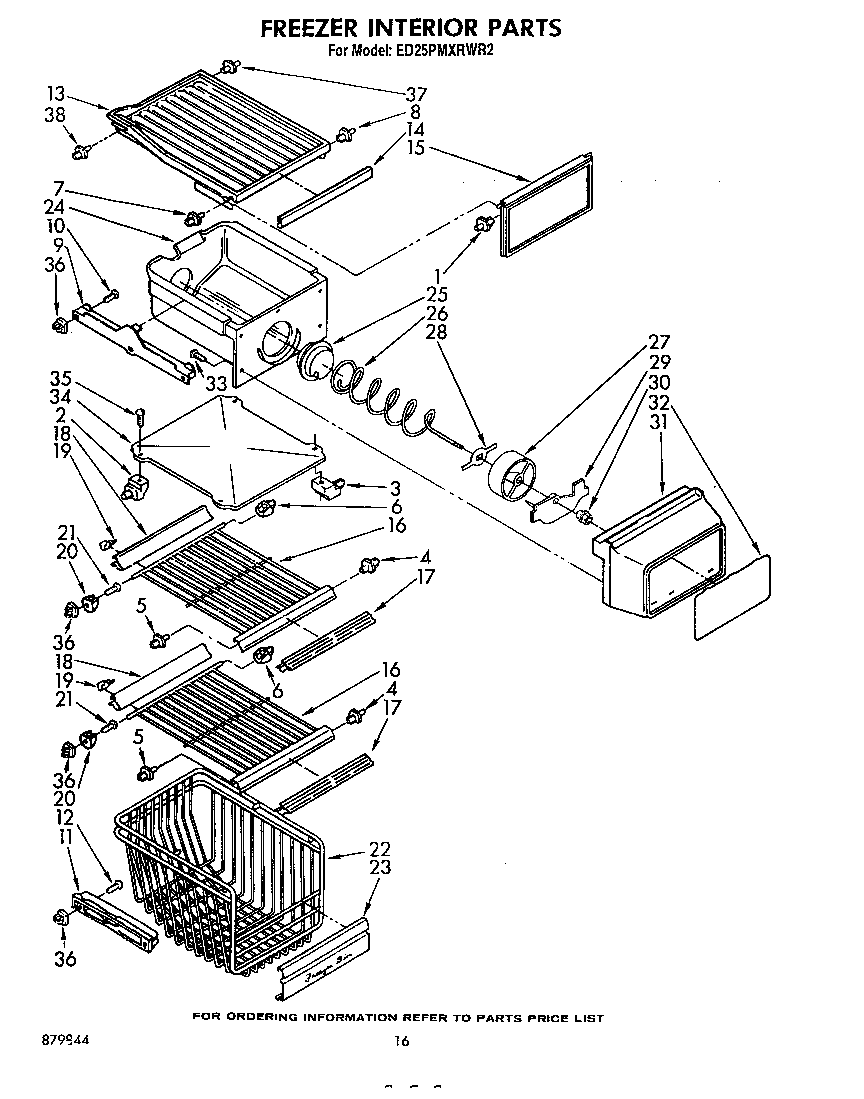 Whirlpool ED25PMXRWR2 freezer interior diagram