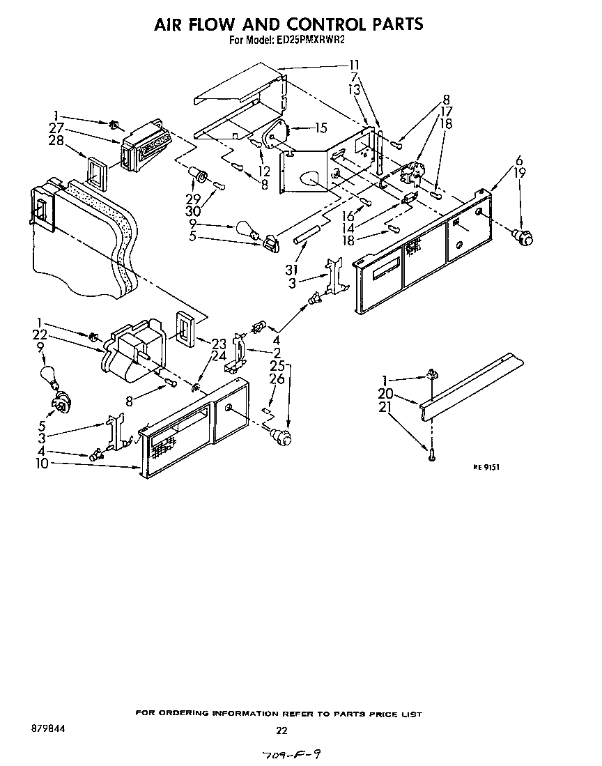 Whirlpool ED25PMXRWR2 airflow and control diagram