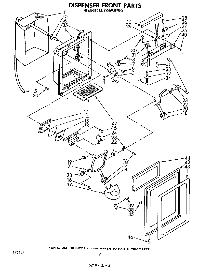Whirlpool ED25SMXRWR2 dispenser front diagram