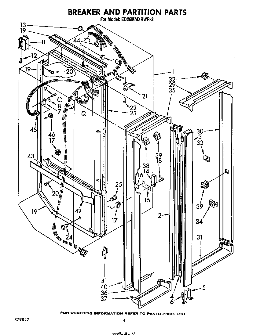 Whirlpool ED26MMXRWR2 breaker and partition diagram