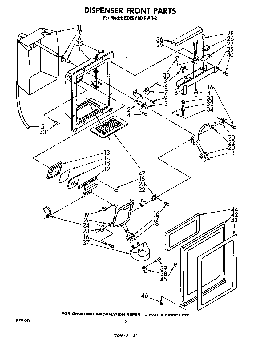 Whirlpool ED26MMXRWR2 dispenser front diagram
