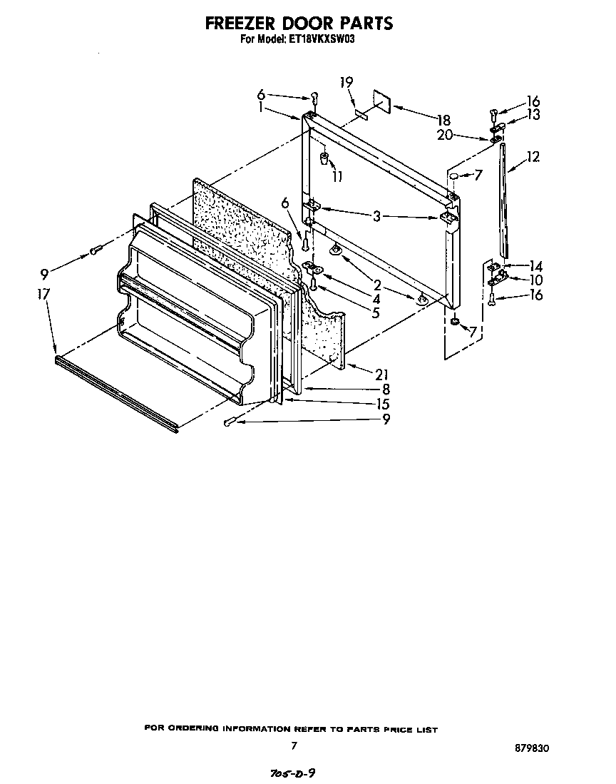 Whirlpool ET18VKXSW03 freezer door diagram
