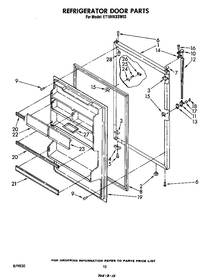 Whirlpool ET18VKXSW03 refrigerator diagram