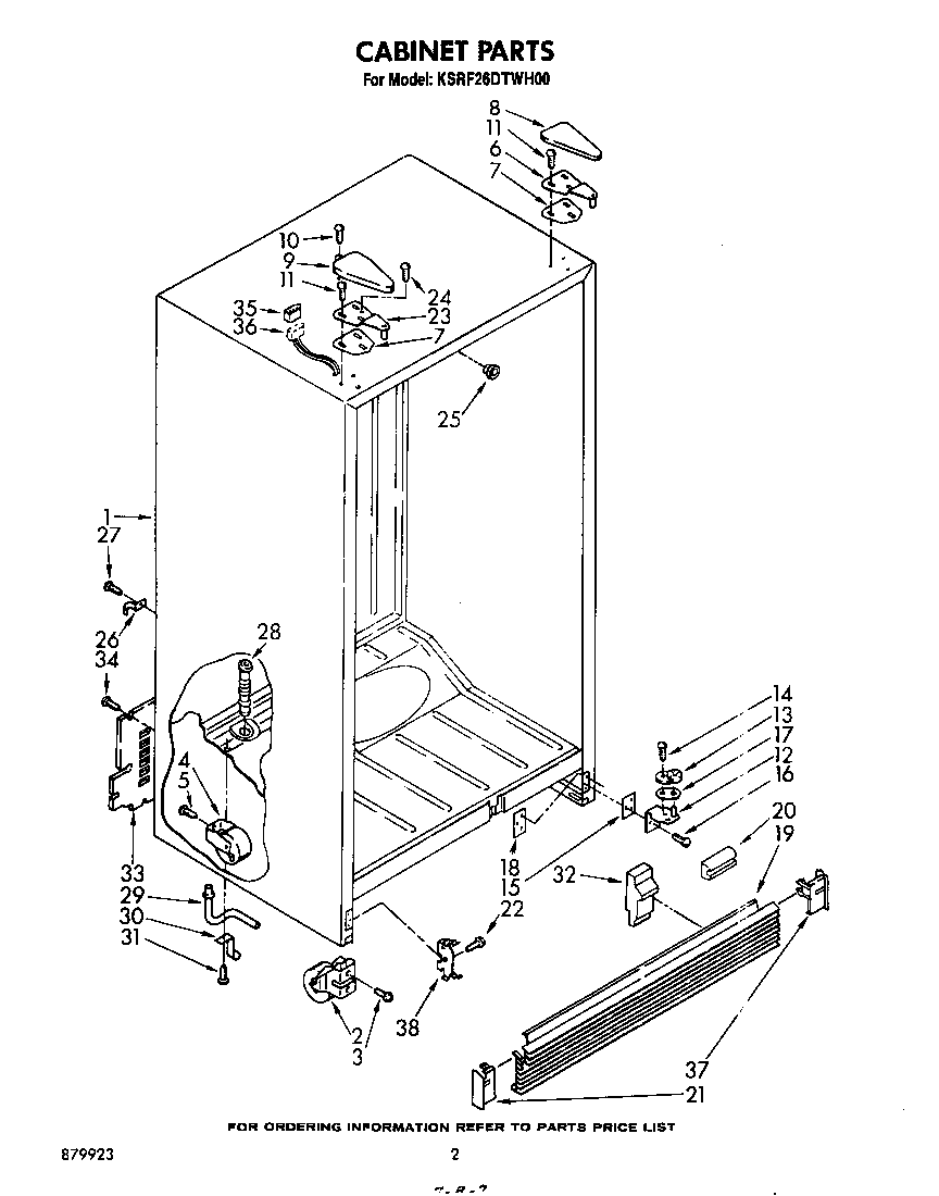 KitchenAid KSRF26DTWH00 cabinet diagram