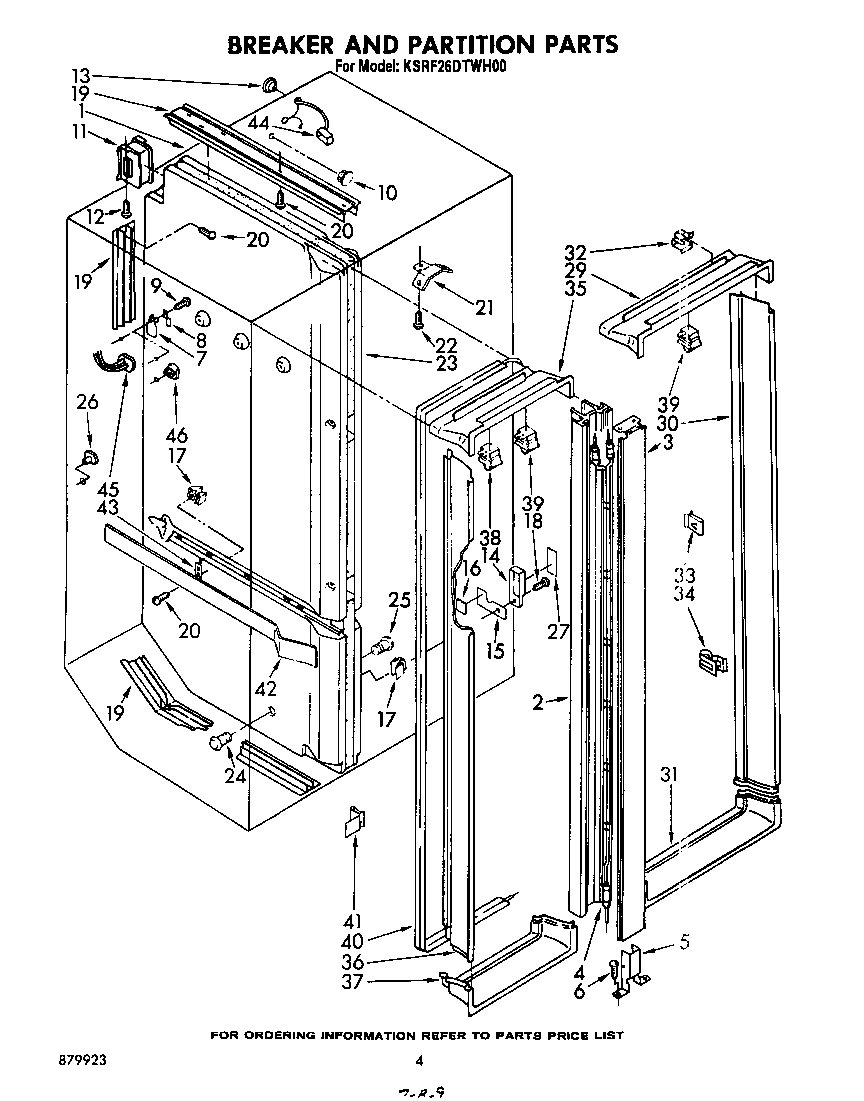 KitchenAid KSRF26DTWH00 breaker and partition diagram