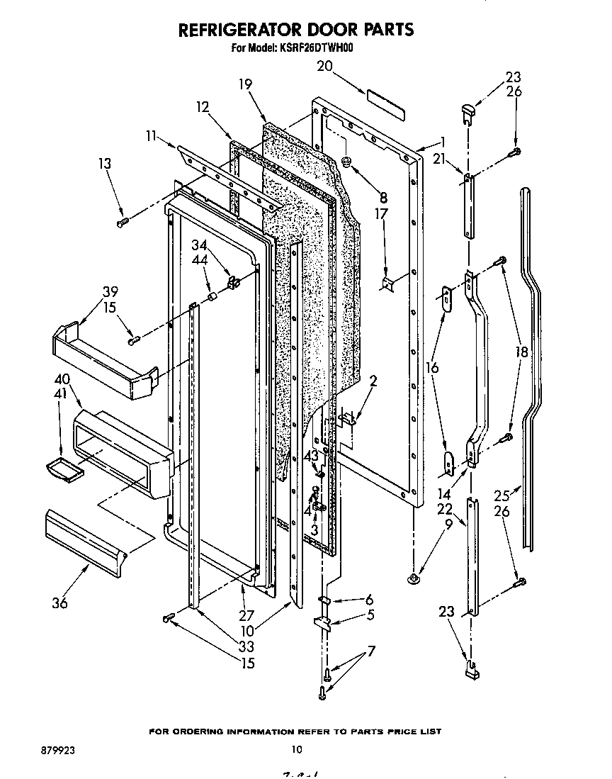 KitchenAid KSRF26DTWH00 refrigerator door diagram