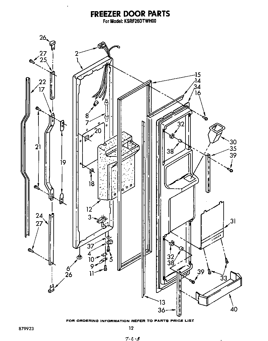 KitchenAid KSRF26DTWH00 freezer door diagram