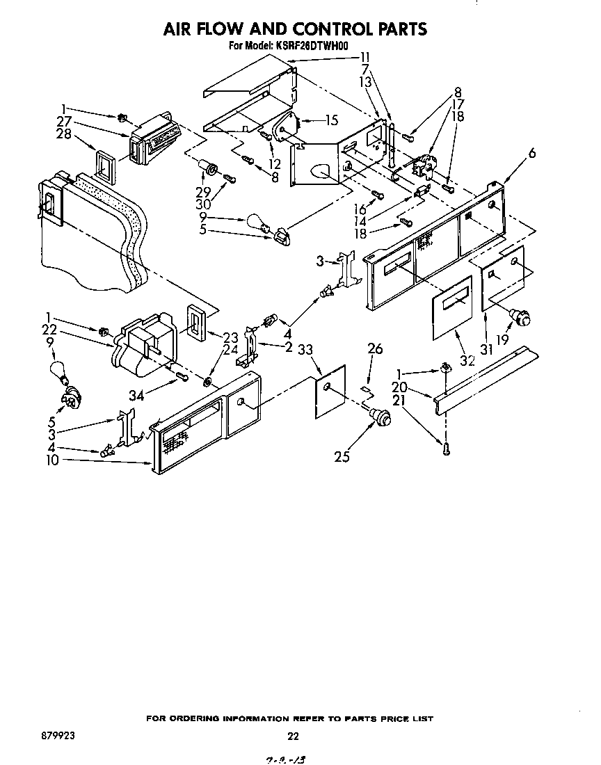KitchenAid KSRF26DTWH00 air flow and control diagram
